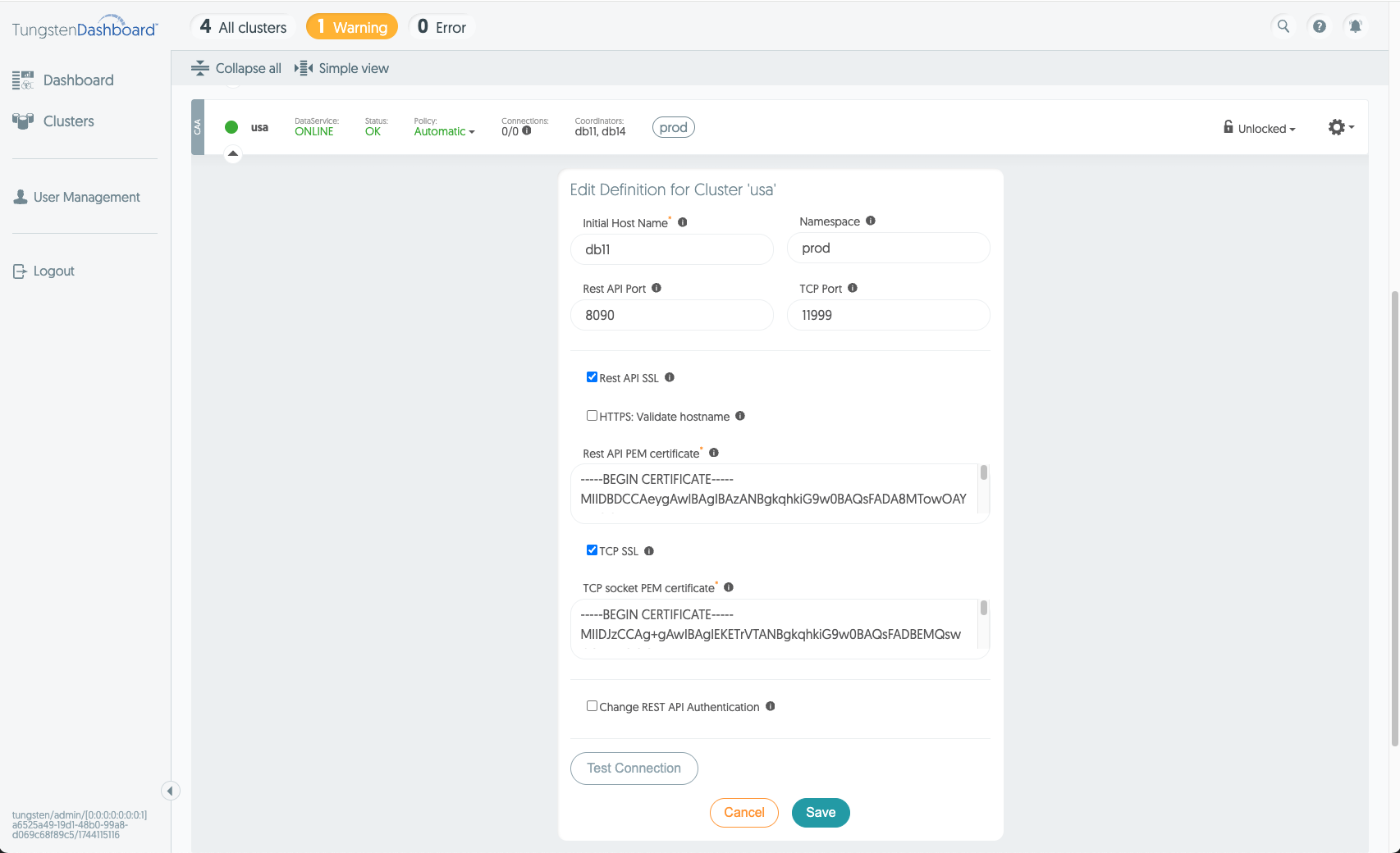 Edit Cluster Form
